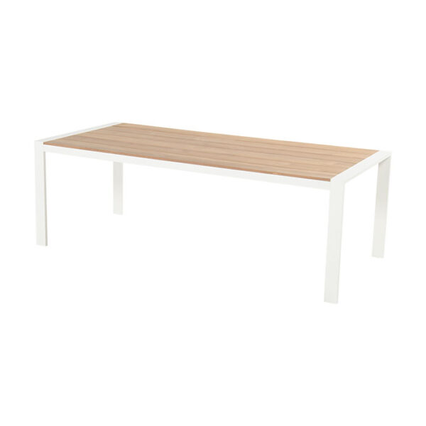 BREEZE-DINING-TABLE-220X100CM-WHITE-ALU-TEAK-WOOD-TOP