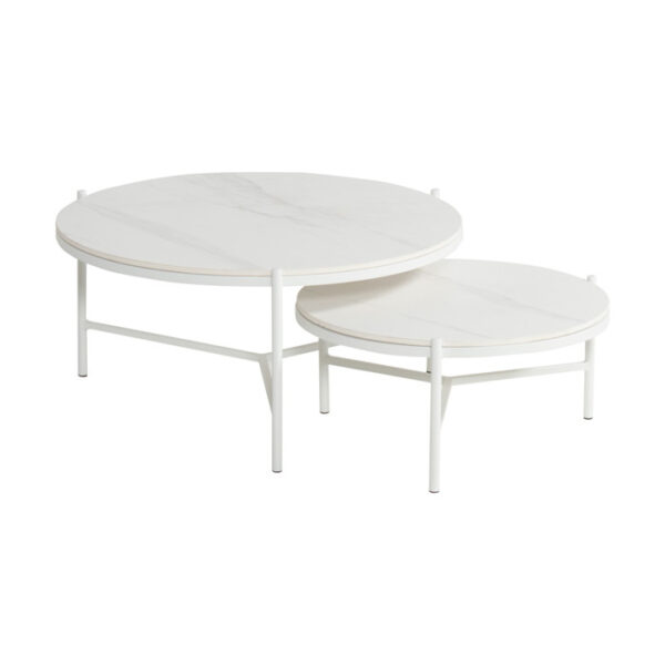 CARSON COFFEE TABLE WHITE ALU WITH CERAMIC TOP