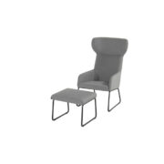 CHRIS LOUNGE CHAIR WITH FOOTSTOOL GREY