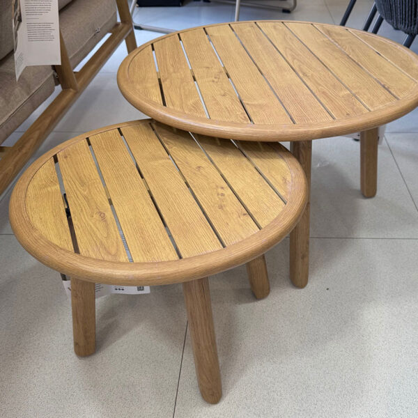 DAKOTA-COFFEE-TABLES-ROUND-70-&-50CM-WOOD-LOOK-ALU-AMBIANCE