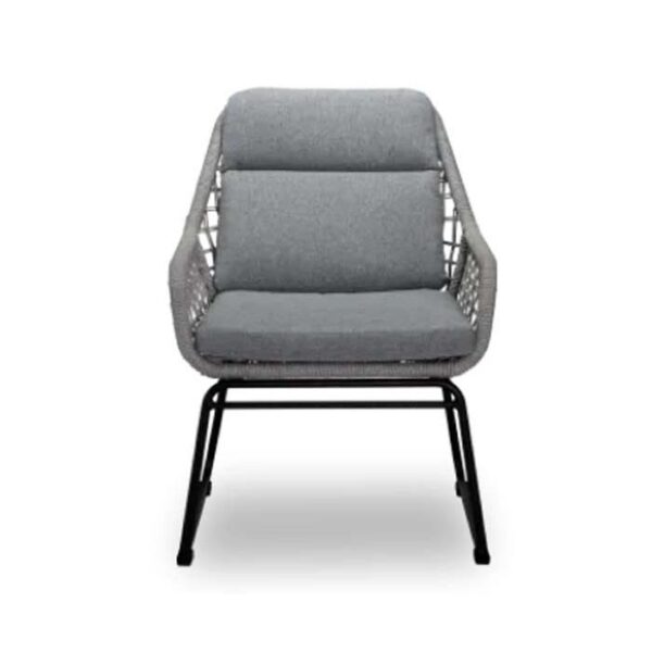 JEROME DINING CHAIR ANTHRACITE WITH GREY ROPE FRONT VIEW