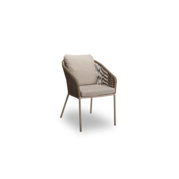 LEXIS DINING CHAIR BEIGE WITH CARAMEL ROPE