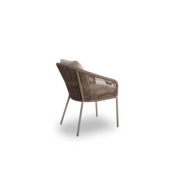 LEXIS DINING CHAIR BEIGE WITH CARAMEL ROPE BACK VIEW