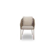 LEXIS DINING CHAIR BEIGE WITH CARAMEL ROPE FRONT VIEW