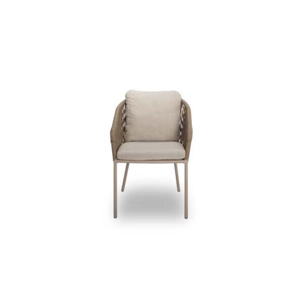 LEXIS DINING CHAIR BEIGE WITH CARAMEL ROPE FRONT VIEW