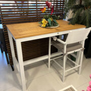 PALAZZO BAR TABLE WHITE WITH TEAK WOOD TOP 700x700px