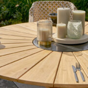 PROVENCE TABLE ROUND 150CM NATURAL TEAK CLOSE UP 2