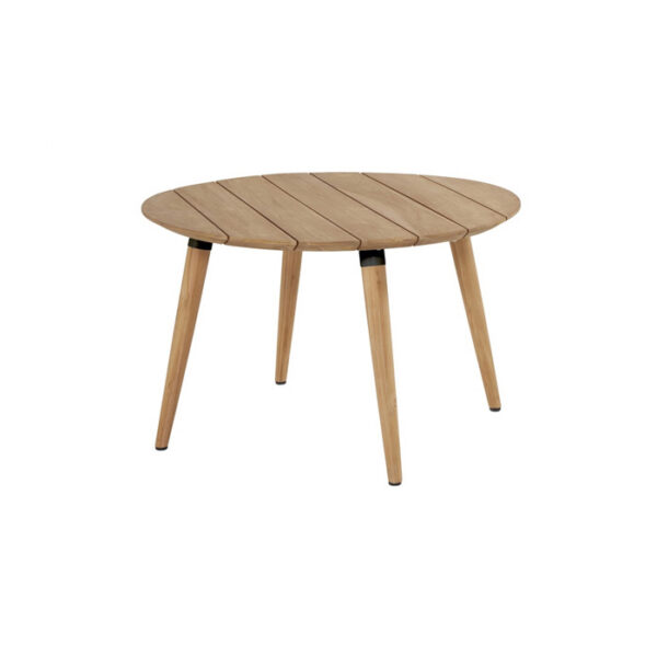 SOPHIE TABLE ROUND 120CM NATURAL TEAK CARBON BLACK DETAIL