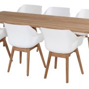 sophie table 240x100cm teak with sophie chair white